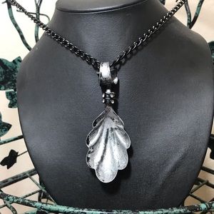 Steampunk Silver Black Spoon Necklace